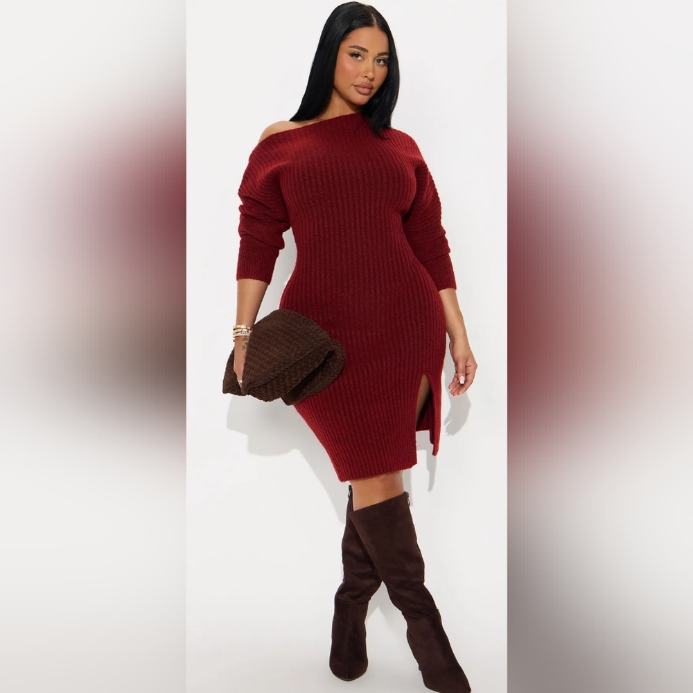 Elegant Burgundy Knit Dress